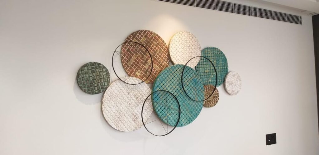 MDF and metal circles artistic wall mural