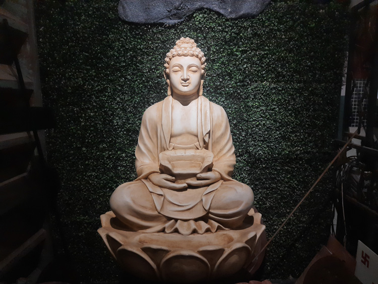 White Buddha fibre sculpture